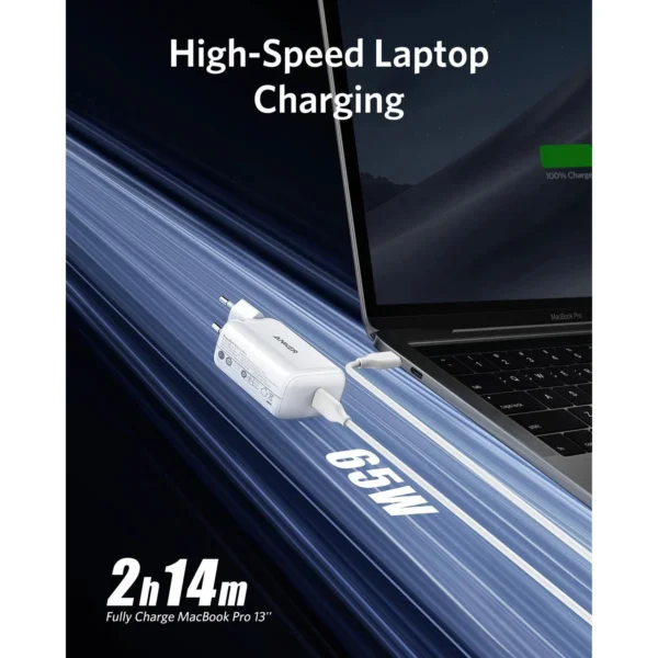 شارژر دیواری انکر مدل A2712H21 PowerPort III 65W Pod به همراه مبدل برق مجموعه 3 عددی