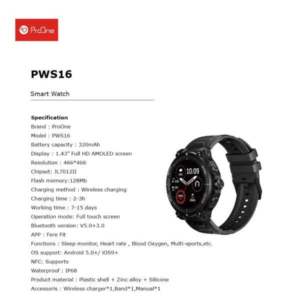 ساعت هوشمند پرووان مدل PWS16