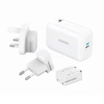 شارژر دیواری انکر مدل A2712H21 PowerPort III 65W Pod به همراه مبدل برق مجموعه 3 عددی