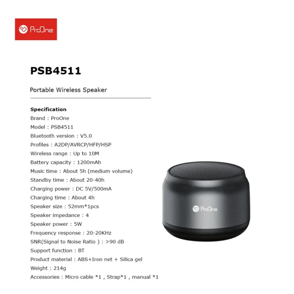 اسپیکر بلوتوثی قابل حمل پرووان مدل PSB4511