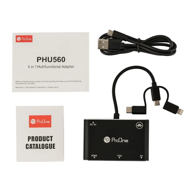 مبدل microUSB/ لایتنینگ/ USB-C به HDMI/VGA/AV پرووان مدل PHU560