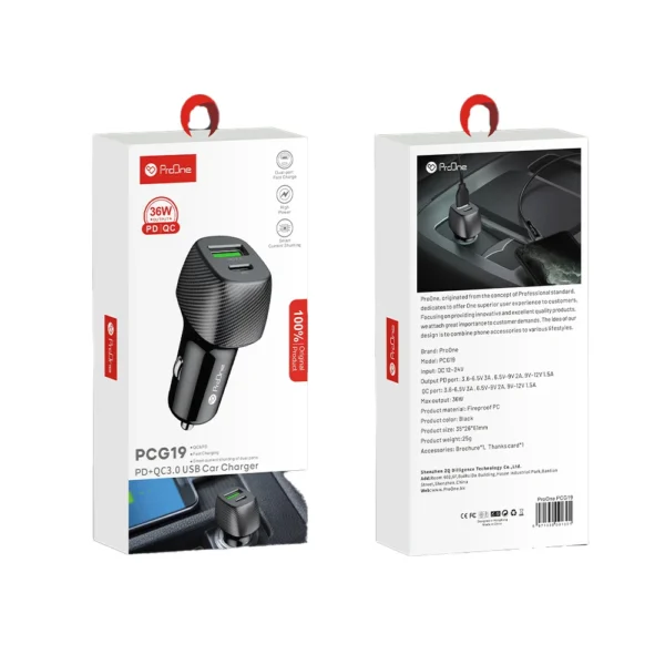 شارژر فندکی 36 واتی پرووان مدل PCG19