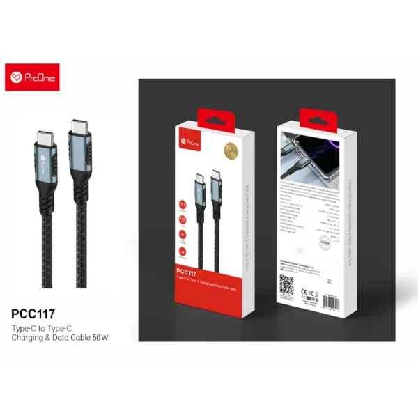 کابل USB-C پرووان مدل PCC117 50W PD طول 1.5 متر