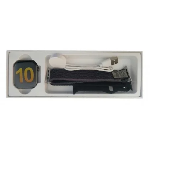 ساعت هوشمند مدل hk10 pro plus، سایز ۴۵، دارای قابلیت های کنترل موسیقی، شمارنده ضربان قلب، گام شمار، قابلیت مکالمه مستقیم، پشتیبانی از زبان فارسی، بند سیلیکون