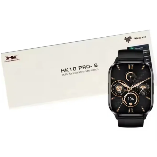ساعت هوشمند مدل hk10 pro-b، سایز ۴۵، دارای قابلیت های کنترل موسیقی، شمارنده ضربان قلب، گام شمار، قابلیت مکالمه مستقیم، پشتیبانی از زبان فارسی، GPS،  بند سیلیکون