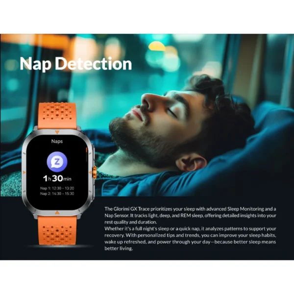 ساعت هوشمند 53 میلی‌متری گلوریمی مدل GX TRACE با بند سیلیکونی