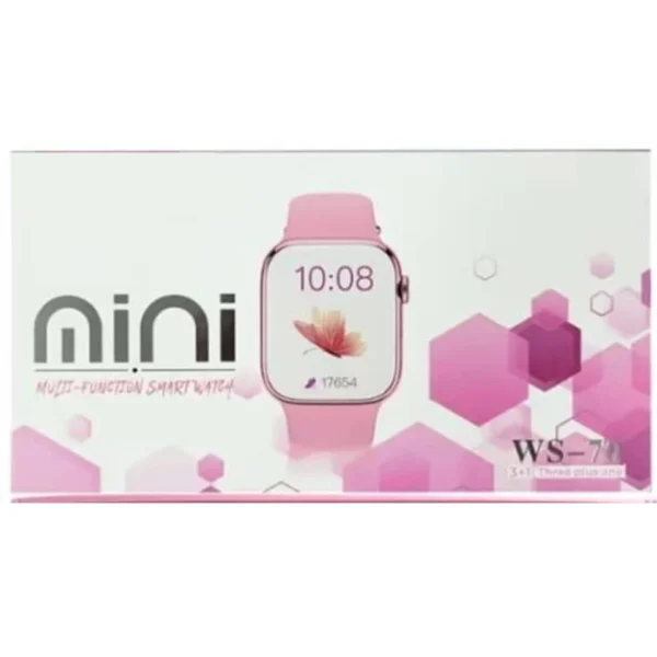 ساعت هوشمند مدل WS 70 Mini دارای قابلیت پشتیبانی از زبان فارسی در منو و سیستم عامل به همراه بند سیلیکونی