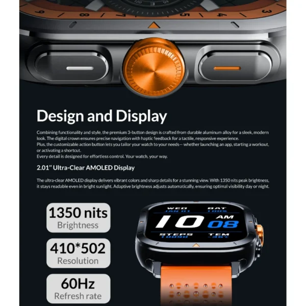 ساعت هوشمند 53 میلی‌متری گلوریمی مدل GX TRACE با بند سیلیکونی