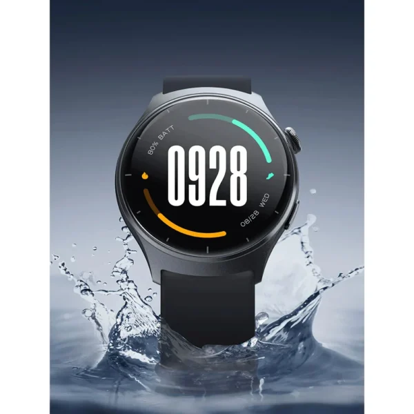 ساعت هوشمند میبرو مدل Watch Lite 3 مناسب برای ورزش، روزمره، رسمی، دارای قابلیت‌های صفحه نمایش رنگی و لمسی، قابلیت مکالمه از طریق بلوتوث، بند چرم، فرم صفحه دایره