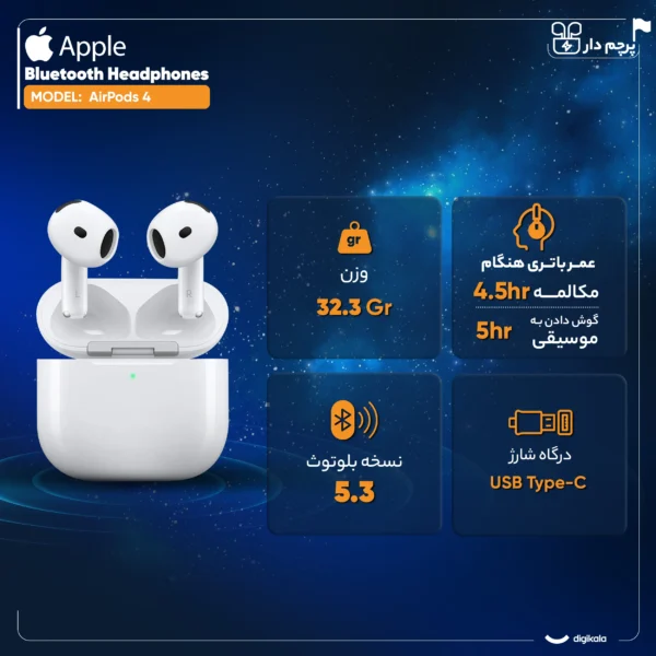 هدفون بلوتوثی اپل مدل AirPods 4